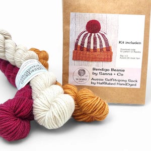 Bendigo Beanie - Hot Jam Donut - DK Selbststreifen-Sockenwolle - Handgefärbt - The Bendigo Project