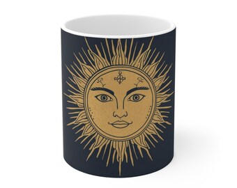 The Sun Modern Tarot Ceramic Mug Spiritual Wellness Gift — Sacred Ritual Ceramic Mug | Modern Mystic