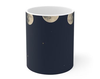 Celestial Moon Phases Ceramic Mug 11oz Spiritual Wellness Gift — Sacred Ritual Ceramic Mug | Modern Mystic