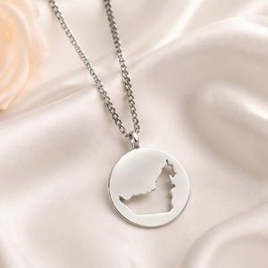 925 Sterling Silver UAE Map Pendant Necklace | United Arab Emirates Necklace | Dubai Souvenir Jewelry | Country Map Pendant | Handmade Gift