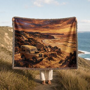 Embers by the Sea, Vintage-filt, Stranddekoration, Australisk vävd filt, 100 % bomullsvävd filt, Kustlivsgåva