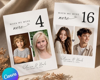 Photo Wedding Table Number, When We Were Wedding Table Numbers, Editable Canva Template (Digital Download)