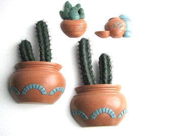 Vintage Burwood Southwestern Cactus Wall Art Decor