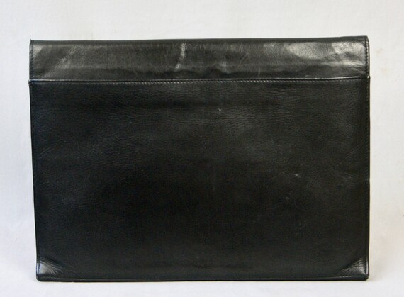 1980s Real Leather Black Satchel Bag,  Envelope B… - image 3