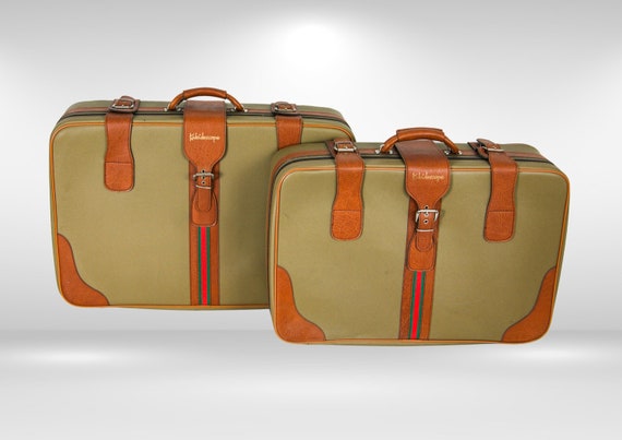 1970s Set of 2 Travel Luggage Suitcases by Kaleid… - image 2