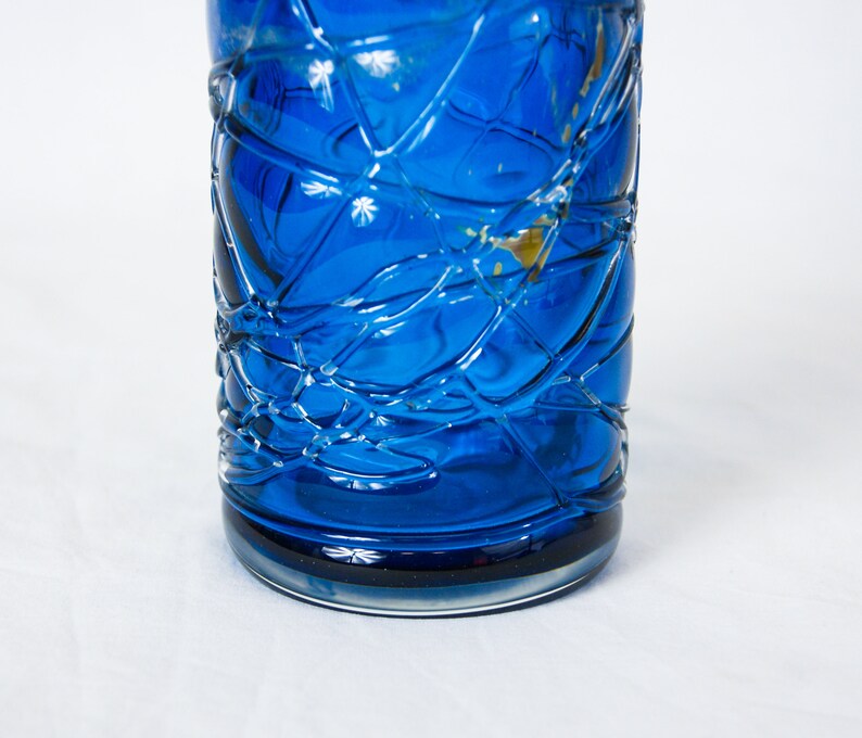 MDINA Art Glass Tall Blue Bottle Vase by Michael Harris Etsy