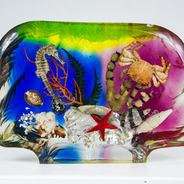 Mid Century Acrylic Lucite Fish Tank Aquarium Sculpture Heavy