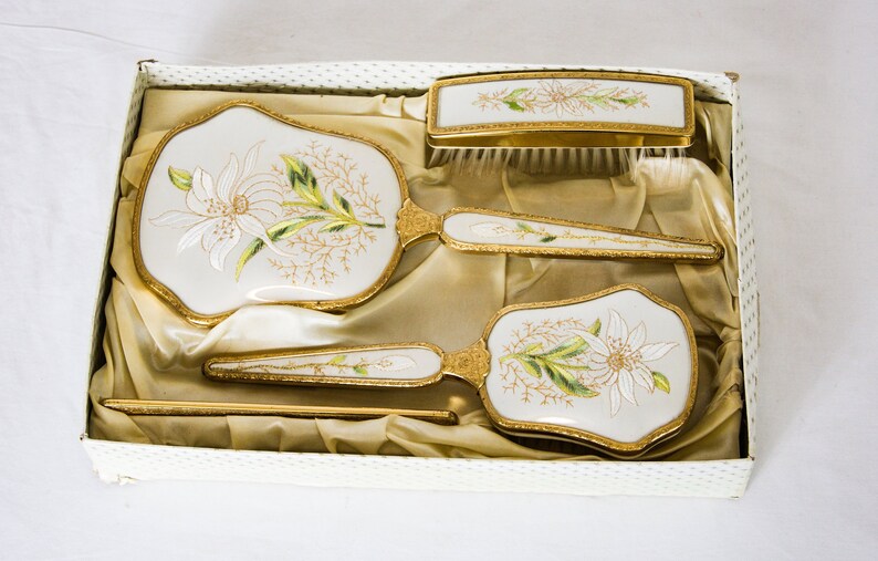 Delina Vintage 1950s Gold Plated Vanity Grooming Dresser Etsy