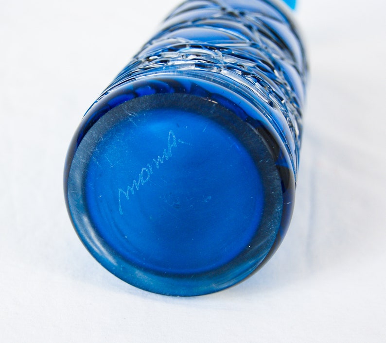 MDINA Art Glass Tall Blue Bottle Vase by Michael Harris