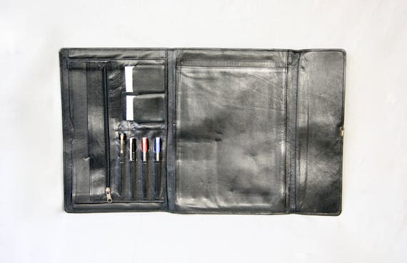 1980s Real Leather Black Satchel Bag,  Envelope B… - image 4
