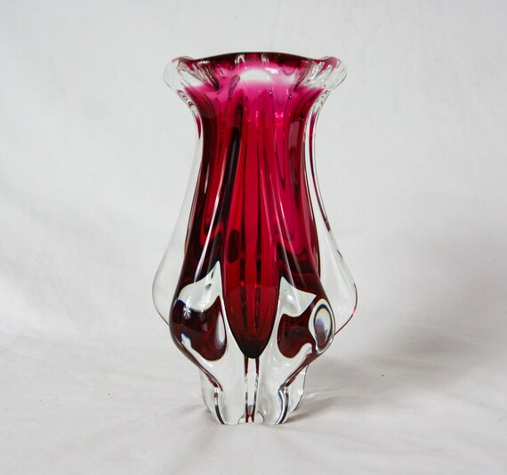 Bohemian Glass Vase Josef Hospodka Czechoslovakian Art Glass Etsy