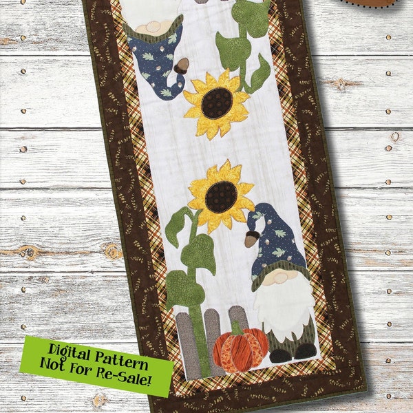 P281 Home With A Fall Gnome Table Runner Instant PDF Sewing Pattern  Download by Patch Abilities, Inc.