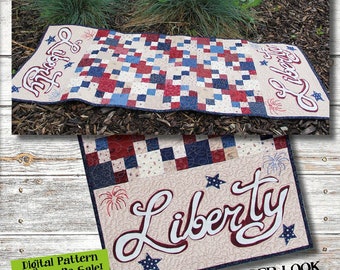 P275 Land of Liberty Table Runner Instant PDF Sewing Pattern  Download by Patch Abilities, Inc.