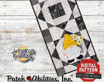 P290 Lazy Daisy Gnome Table Runner  Instant PDF Sewing Pattern  Download by Patch Abilities, Inc.