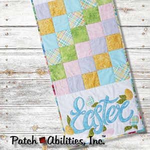 P265 Peaceful Easter Table Runner  Instant PDF Digital Download Sewing Pattern by Patch Abilities, Inc.
