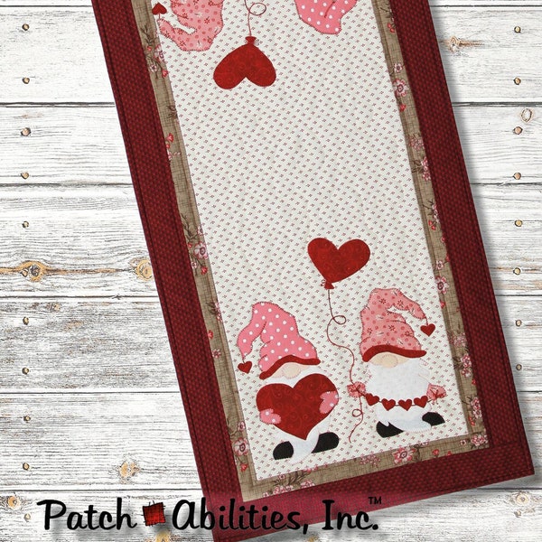 P266 Gnome is Where the Heart is Table Runner Instant PDF Sewing Pattern  Download by Patch Abilities, Inc.