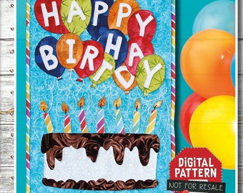 P309 Happy Birthday Wishes Wall Hanging Instant PDF Digital Download Sewing Pattern by Patch Abilities, Inc.