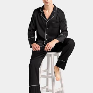 satin night dress for men Men Satin Belted Sleep Robe
