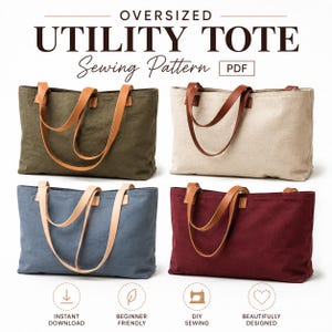 Oversized Utility Tote Sewing Pattern PDF,