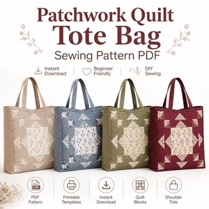 Naaipatroon voor een patchwork quilt draagtas (PDF).