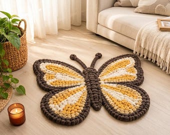 Felpudo de mariposa de ganchillo, decoración para el hogar ideal para principiantes (patrón en PDF)