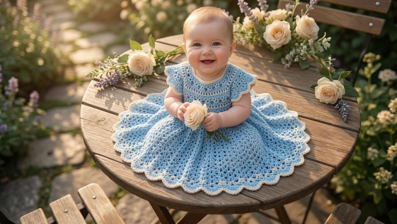 36 Crochet Baby Clothes Patterns with Bonnets, Booties, Rompers, and Dresses 21 Crochet Baby Dress