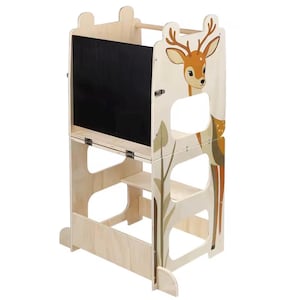 3-in-1 Montessori learning tower, convertible into a children's table and chair