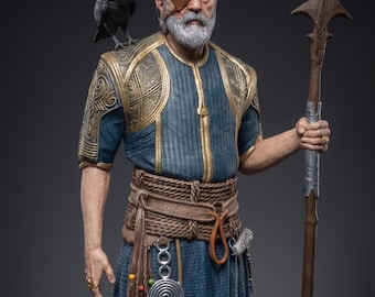 Odin The Allfather Resin Collectible | Norse Mythology God with Raven | Inspired God of War