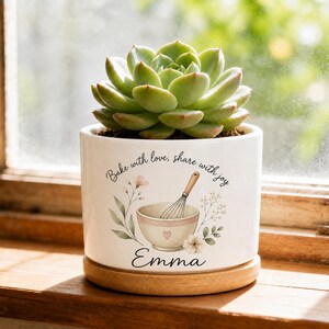 Personalized Baking Lover Planter, Custom Succulent Pot, Home Baker Gift, Kitchen Decor, Unique Housewarming Gift for Her