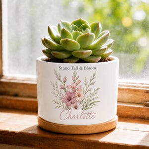 Personalized Gladiolus Planter, Custom Name Succulent Pot, August Birth Flower Gift, Gladiolus Lover Garden Gift for Her