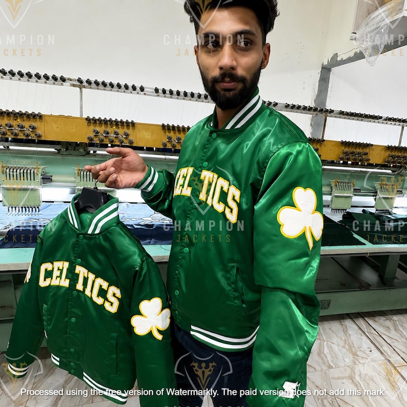Vintage Boston CELTICS Satin Jacket by STARTER / Classic 80s NBA Vintage / Boston Celtics Varsity Jacket / White Bomber Jacket