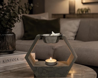 Fratelli Luna Concrete Soy Wax Melt Warmer | Handmade Concrete Oil Burner | Modern Home Fragrance Warmer, Minimalist Home Decor, Unique Gift