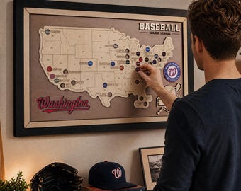 Baseball Ballparks Bucket List Map, MLB Stadium Tracker, Baseball Stadium Map, Travel Map, Ballparks Map Wall Art, Personalized Gift for Him