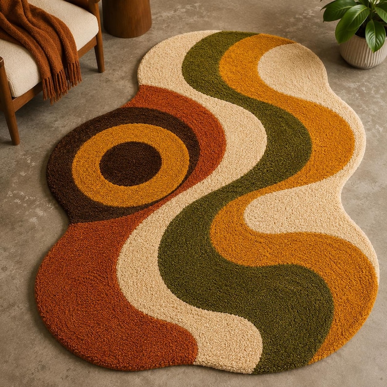 Hand Tufted Wool Rug – Abstract Organic Shape Modern Carpet - Etsy
