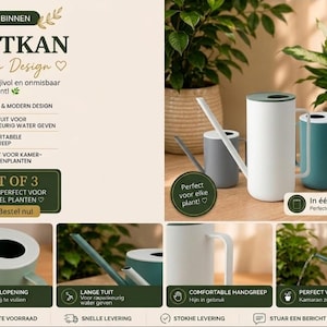 モダンな室内用じょうろ3個セット - ミニマルな金属製観葉植物用じょうろ - 装飾的な植物用水やりツール - スカンジナビアスタイルのガーデン