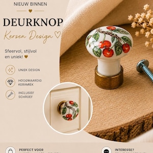 Strawberry Ceramic Knobs - Set of 6 Handmade Fruit Cabinet Handles for Nursery, Kids Room and Kitchen Decor