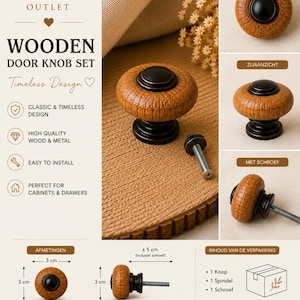 20 Piece Wooden Cabinet Knob Set, Bulk Furniture Hardware, Vintage Style Drawer Pulls, Kitchen Dresser Knobs, DIY Restoration Supply