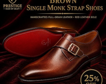 Brown Monk Strap | Handmade Full-Grain Leather | Red Sole for Men