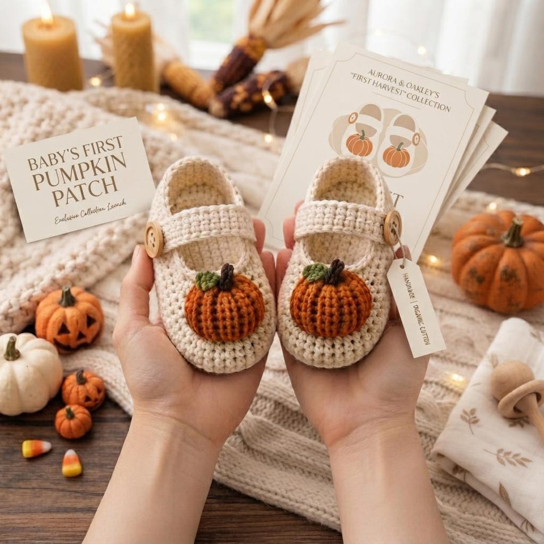Pumpkin Baby Shoe Crochet Pattern, Mary Jane Baby Booties PDF, Crochet ...