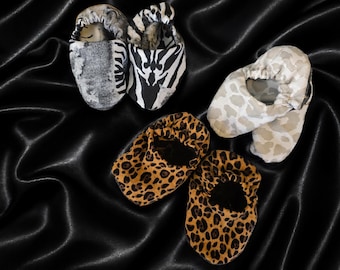 Animal Print- Leopard-Zebra Baby Bootie Set-3 Sizes Included-Baby Shower Gift-First Year Set
