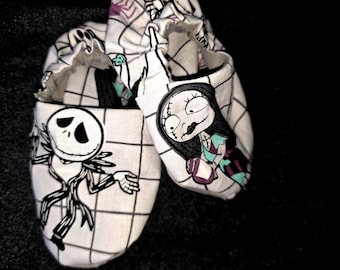 Jack and Sally Baby Booties-Baby Shower Gift-Newborn-First Birthday-Christmas-Halloween-Baby Shoes