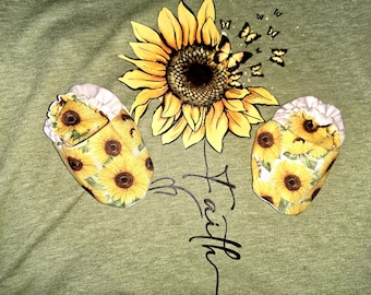 Sunflower Baby Booties-Baby Shower Gift-Newborn-First Birthday-Flower-Nature-Summer Design-Baby Shoes