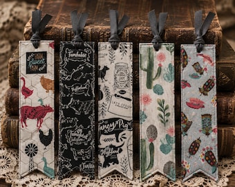 Set of 5 Bookmarks-Farmhouse-Cactus-Animal-Boot Design
