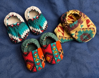 Western-Aztec-Ranch Baby Bootie Set-3 Sizes Included-Baby Shower Gift-First Year Set