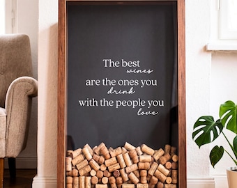 Personalized Wine Cork Holder Display, Custom Quote Cork Keeper, Wooden Shadow Box
