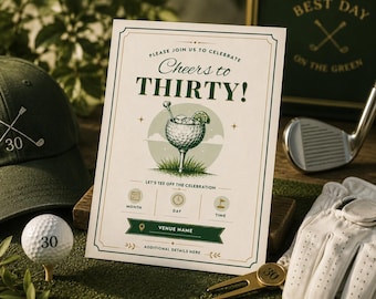 Cheers to Thirty Golf Invitation Template (Digital Download)