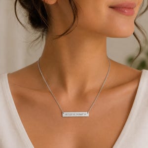 Collar con barra de coordenadas grabadas / Joyería con mapa personalizado, acero inoxidable