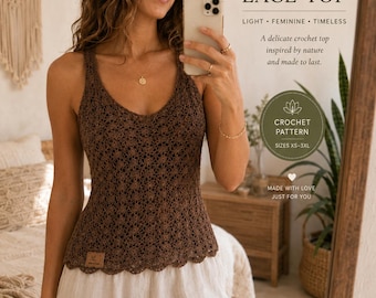 Waterlily Lace Top Crochet Pattern PDF, Women's Crochet Tank Top Pattern, Summer Lace Top Tutorial, Boho Crochet Clothing, Instant Download