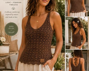 Waterlily Lace Top Crochet Pattern PDF, Women's Crochet Tank Top Pattern, Summer Lace Top Tutorial, Boho Crochet Clothing, Instant Download