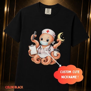 T-shirt pieuvre pour infirmière de nuit, T-shirt humoristique pour infirmière de nuit, Cadeau pour infirmière de nuit, T-shirt de remerciement pour infirmière de nuit, T-shirt pour infirmière de nuit